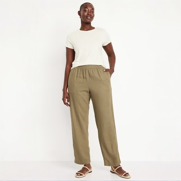 NWT Old Navy High Waisted Linen Blend Straight Ankle Pants - Picture 4 of 8